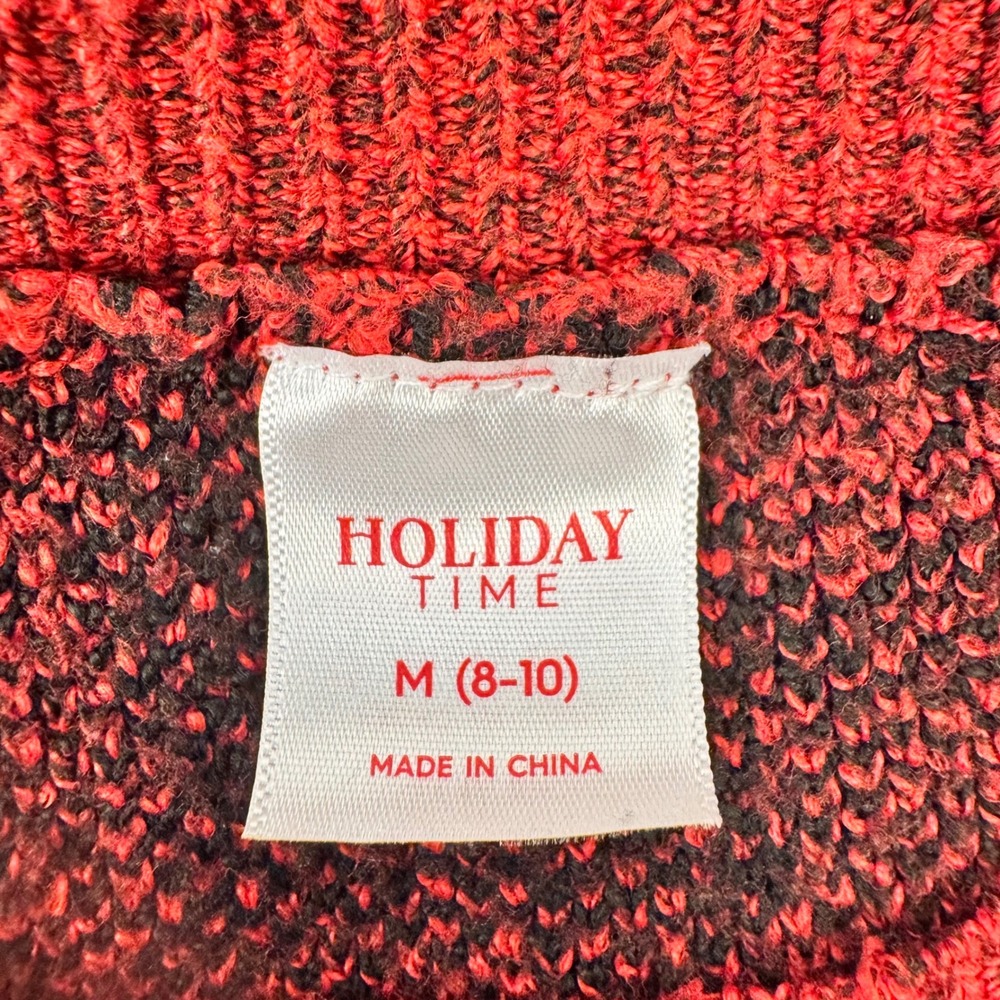 Holiday Time Sweater Women M Red Black Long Sleeve Plaid Merry Bright Christmas - Picture 7 of 10